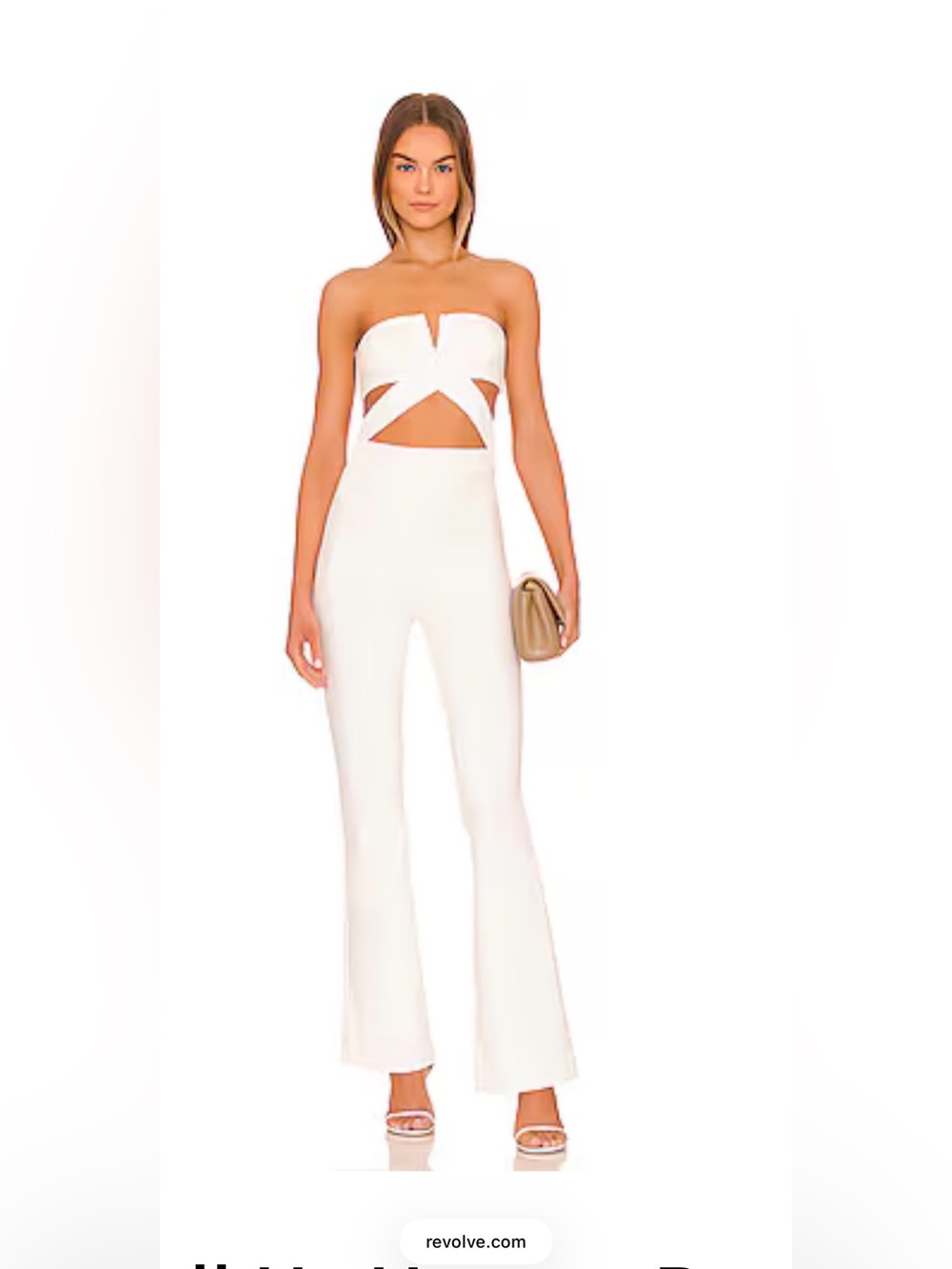 NBD - Revolve White Strapless Cutout Jumpsuit with Flared Leg